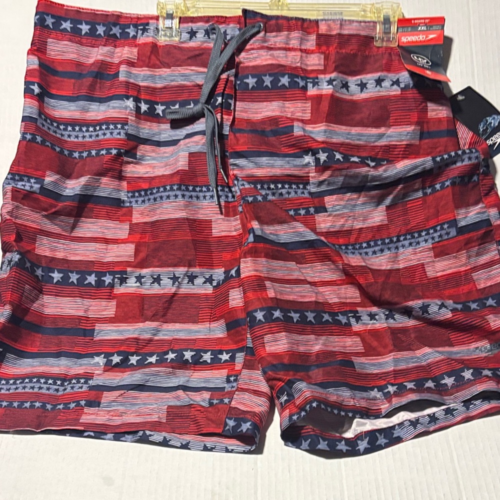 Speedo Men’s Red & Navy Star Stripe Swim Shorts
